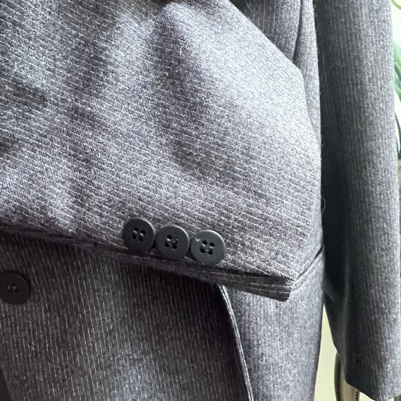 Vintage Harve Benard 100% Wool Double Breasted Blazer Striped Gray Women's 14 - Picture 7 of 9